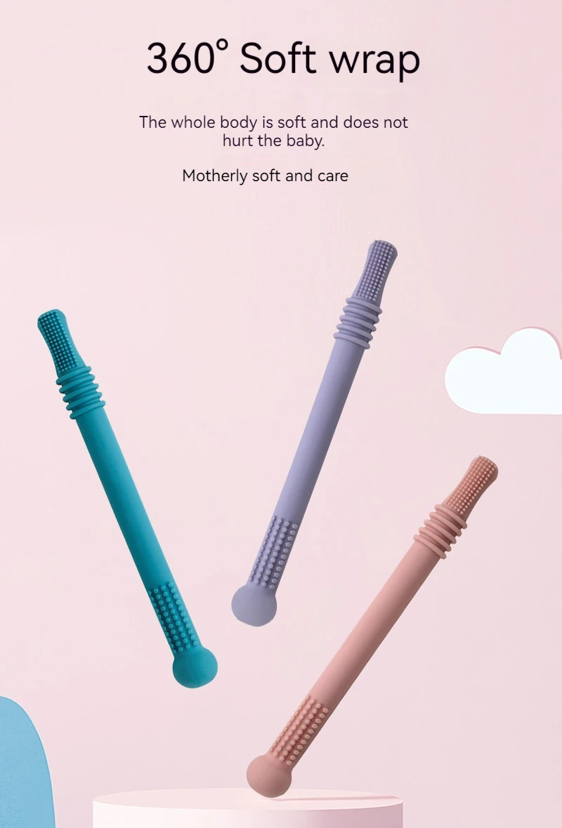 Description Picture 2 of itemTeething Sticks for Babies 0-36 Months Super Soft Silicone Teethers Infant Teething Relief Multicolored Teething Tubes Baby Gift