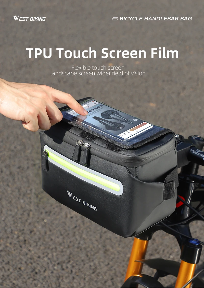 West Biking wasserdichte Fahrrad Front rahmen Tasche Touchscreen MTB Fahrrad Telefon halter Eva Lenker Taschen Radfahren Front Aufbewahrung tasche – Detail 6