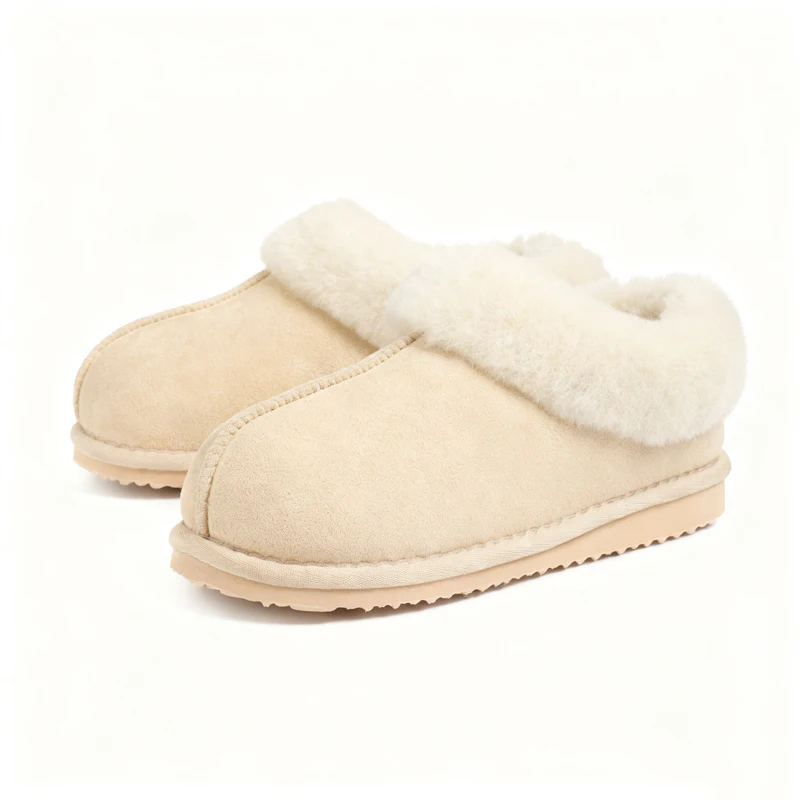 Shevalues Winter-Plüschfutter-Hausschuhe für Damen, rutschfeste Hausschuhe mit flachem Boden, flauschige, warme, gemütliche Outdoor-Damen-Baumwollschuhe – Detail 2