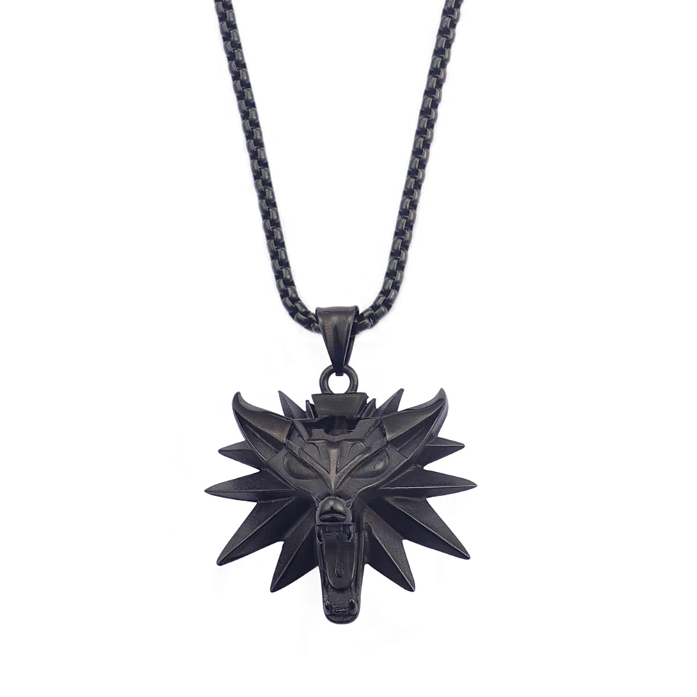 VASSAGO Collana con ciondolo a forma di testa di lupo, in acciaio inossidabile, con ciondolo a forma di animale selvatico, in argento, per uomini, donne, adolescenti, Lac lac Metallo
