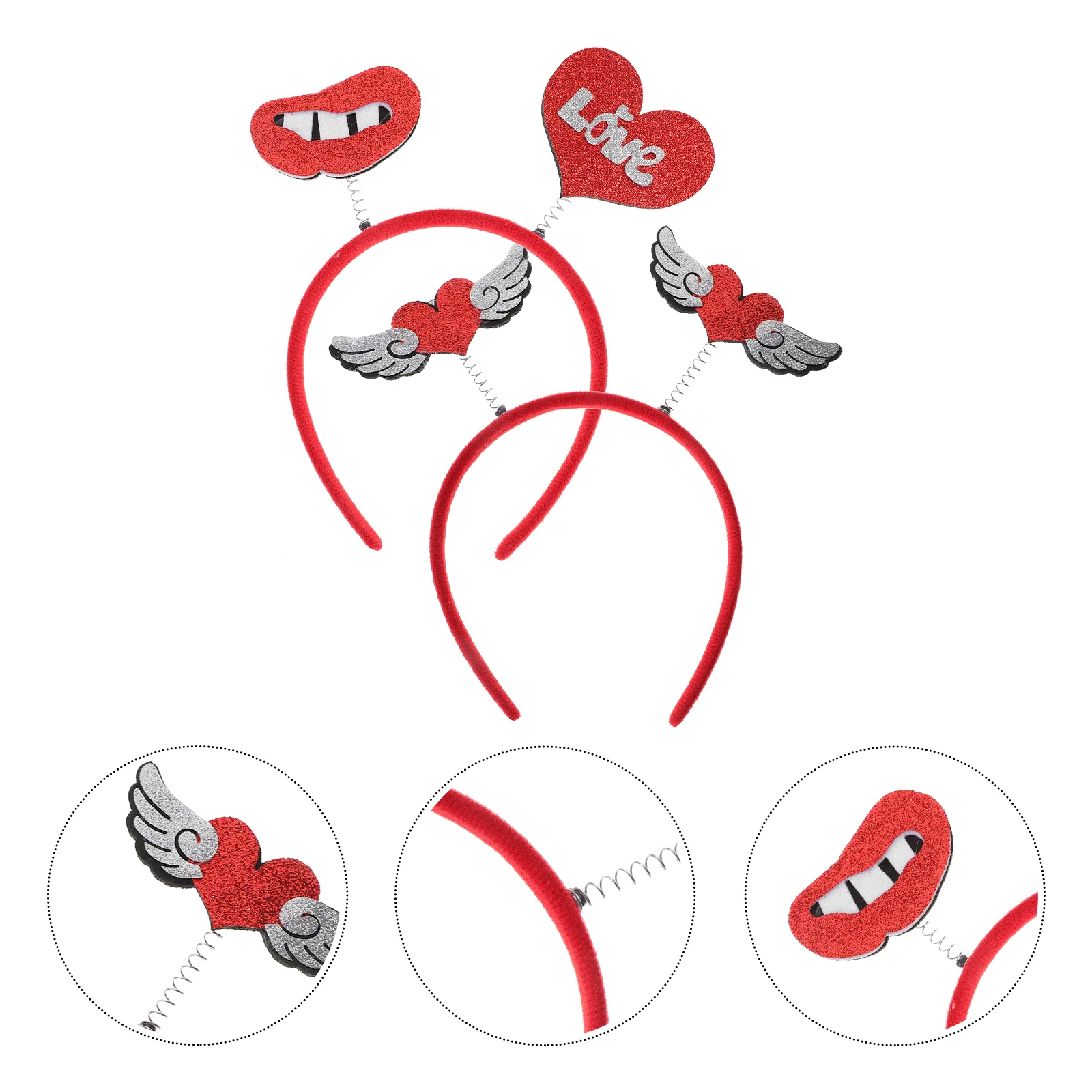 

2pcs Valentines Day Headband Party Headband Festive Headpiece Decorative Headband Supply