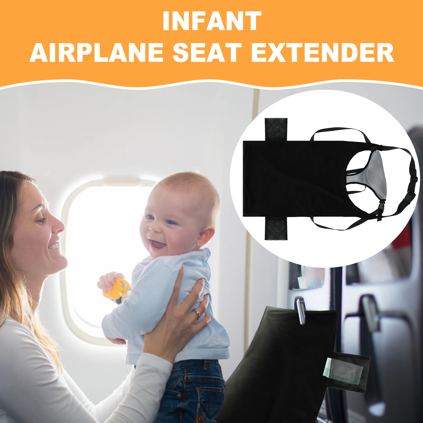 1/2Pcs Kids Airplane Seat Extender Polyester Toddler Airplane Bed with Side Pocket Comfort Breathable Travel Foot Rest Hammock