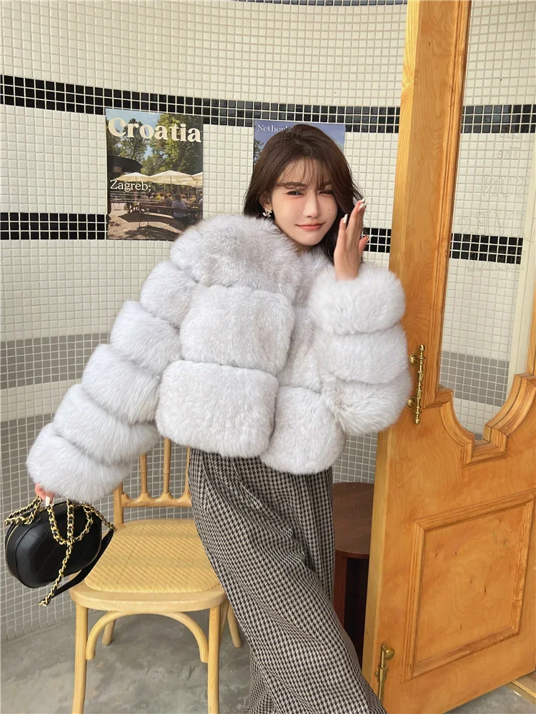 Fox Fur Coat Grass Women's Closing Short Young Thick Warm Streetwear Autumn/Winter Jackets for Women 2023 Thick Warmv Collar 1Pc