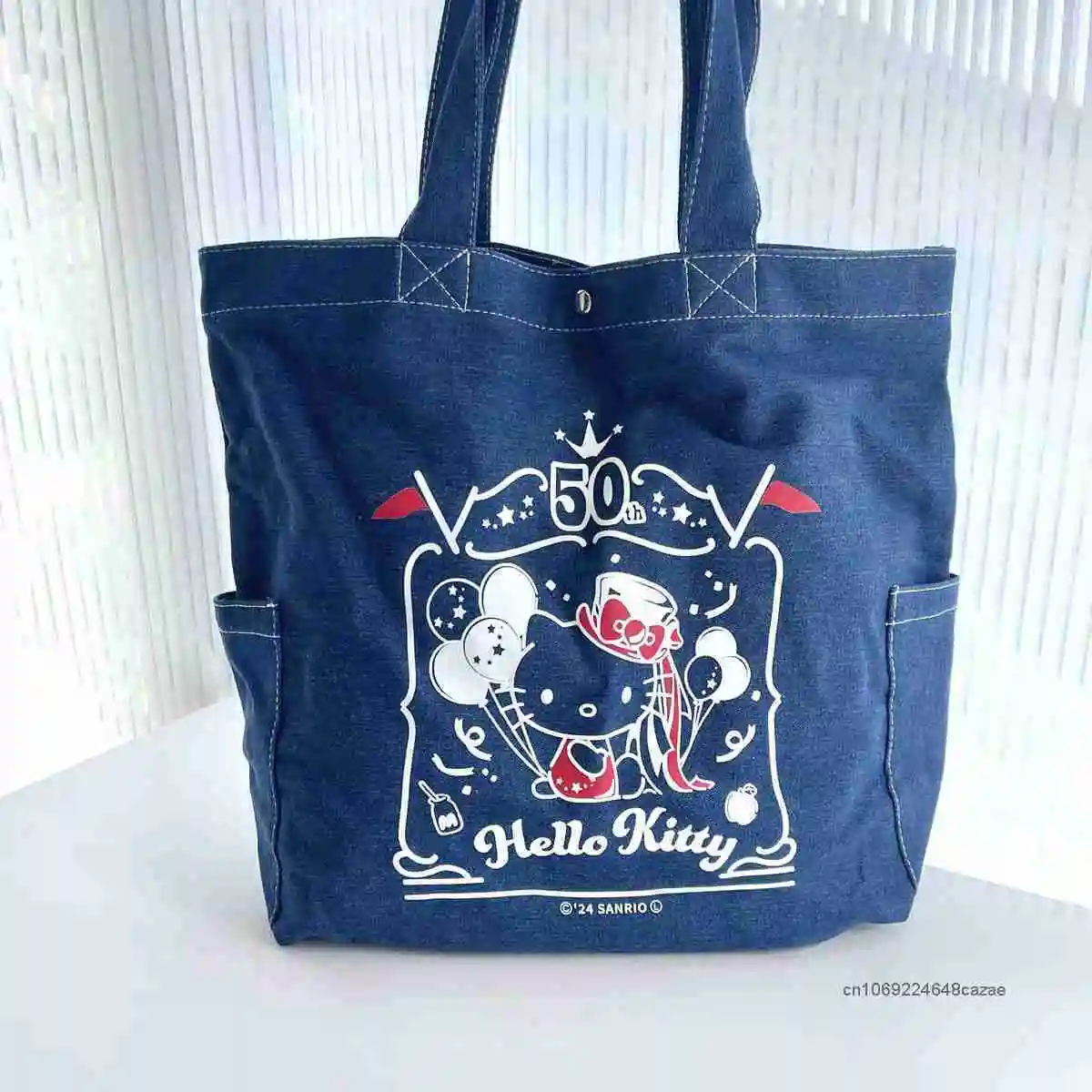 Sanrio Hello Kitty Japanese Style Cowboy Bag Large Capacity Cartoon Cute Handheld Shoulder Bag Casual Versatile Simple Tote
