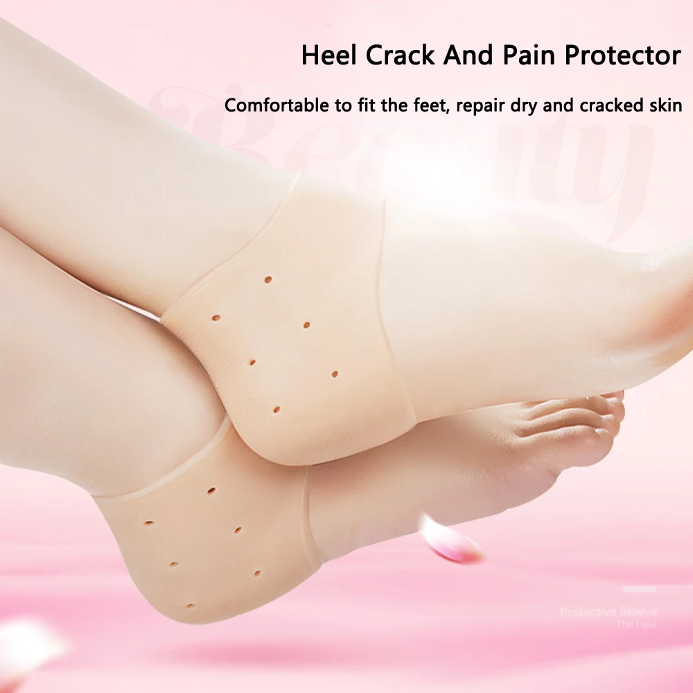 2 Paar Silikon-Fersenschutz-Socken für Damen und Herren, Fersensporn, trockene, rissige Plantarfasziitis, Schmerzlinderung, atmungsaktive Gel-Fersenpolster – Detail 4