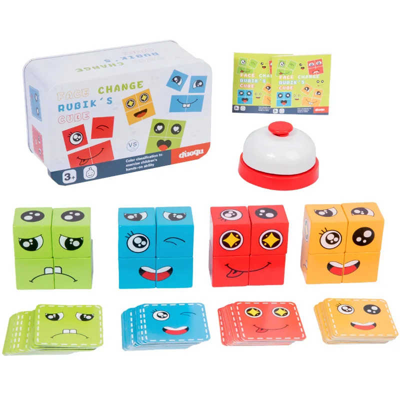 Kids Face Change Cube Game Montessori Expression Puzzle Building Blocks Toys Early Learning Educational Match Toy for Children images - 6