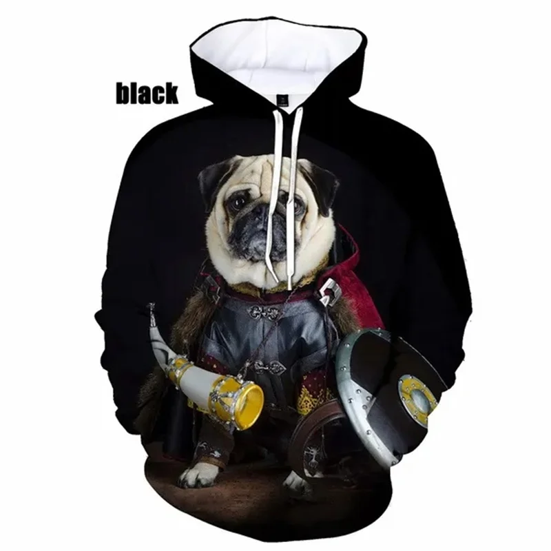 thumbnail image 1 of Sudadera con capucha con estampado 3D de perro PUG para hombre, sudadera con capucha divertida para niño, ropa de calle, sudaderas para hombres, 1 of 5