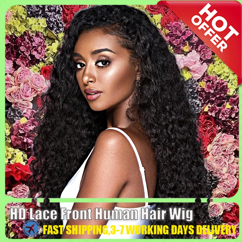 Deep Wave 13x6 HD Lace Frontal Wig Brazilian 30 32 36Inch Transparent 13x4 Curly Lace Frontal Human Hair Wigs For Black Women 2