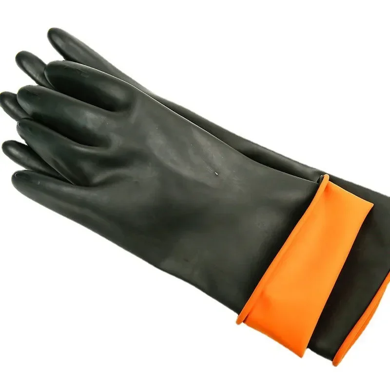 Protective Gloves Safety Gloves Black Heavy Duty Rubber Gloves Acid Alkali Resistant 35/45/55cm