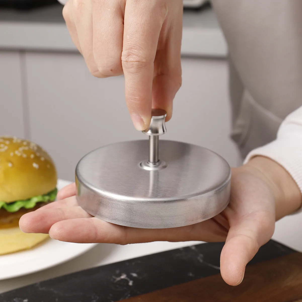 Steel Hamburger Patties Mold Maker Hand Press Tools