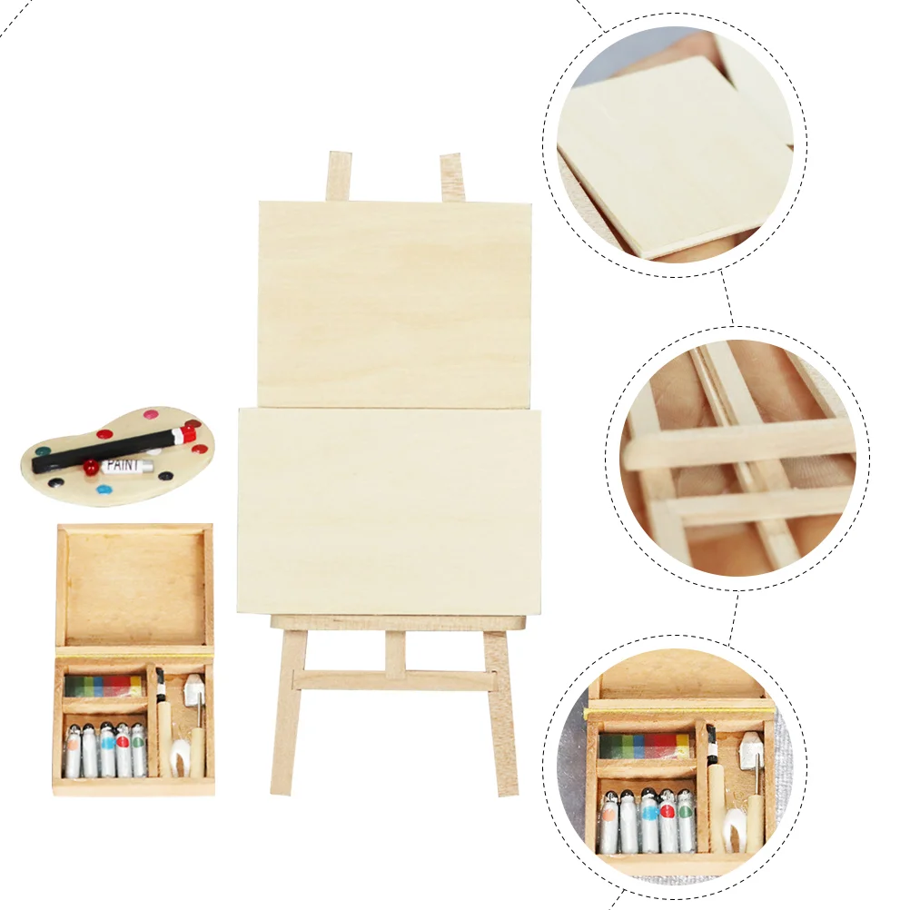 Dollhouse Painter Miniature Easel Model Adornment Home Decorations Ornament Furniture Painting Board Wooden Drawing sketch easel wooden easel wood table easel painting board