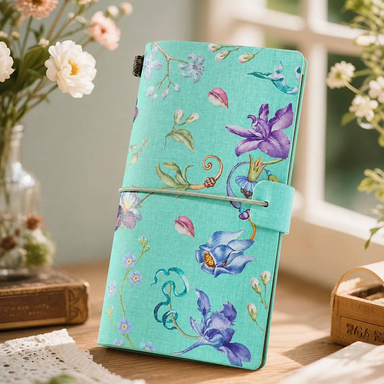 Eco-Friendly Floral Print Loose Leaf Journal with Thick Cloth PU Cover