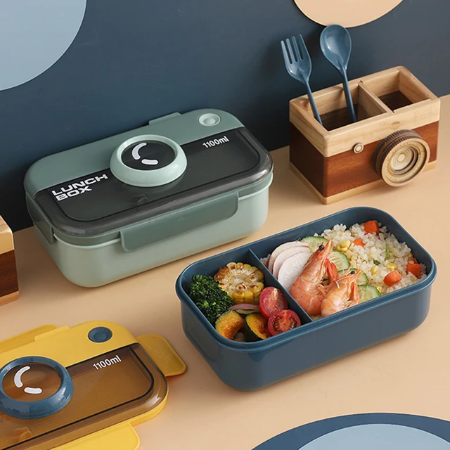 Japán Egyrétegű Ebéddoboz Kanálvillával Téglalap Alakú Élelmiszer-Tároló Doboz Kültéri Kemping Piknik Hordozható 1L/1.1L Tb Eladáshoz - Image 4