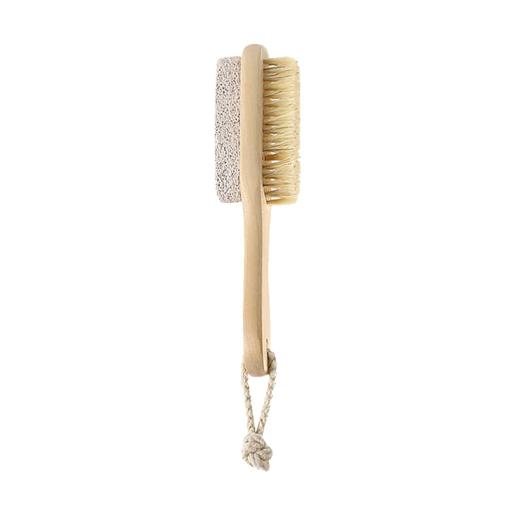 

Foot Natural Bristle Brush Pumice Stone Callus Remover Wood Handle Exfoliator Pedicures Exfoliating Smooth Body Skin Feet