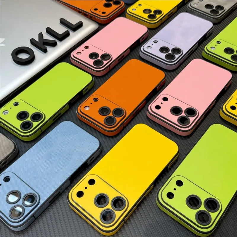 Luxury Solid Leather Shockproof Phone Case with Soft Silicone Bumper and Matte Finish