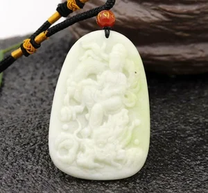 Image for Natural White jade Lantian jade Guanyin Pendant Ne 
