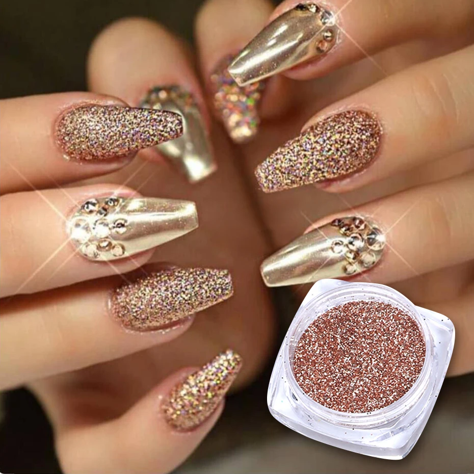 6pcs Nail Glitter Sugar Dipping Powder Sandy Rose Gold Grainy Glitter  Flakies DIY Holographic Decorations For Nail Art JI1539-13 - AliExpress