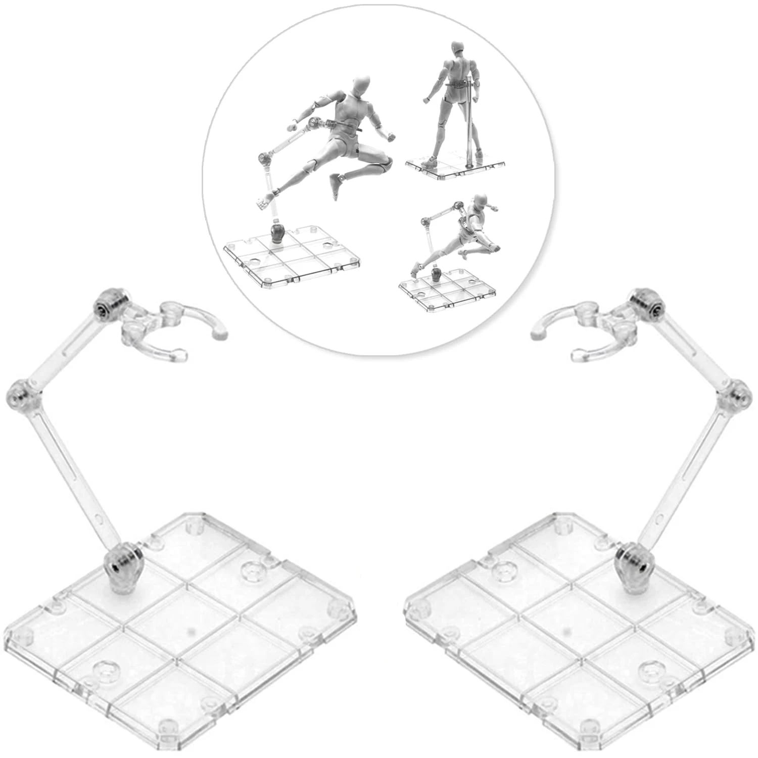 Clear Action Figure Stand Assembly Display Holder Base for HG RG SD SHF Gundam 1/144 Toy