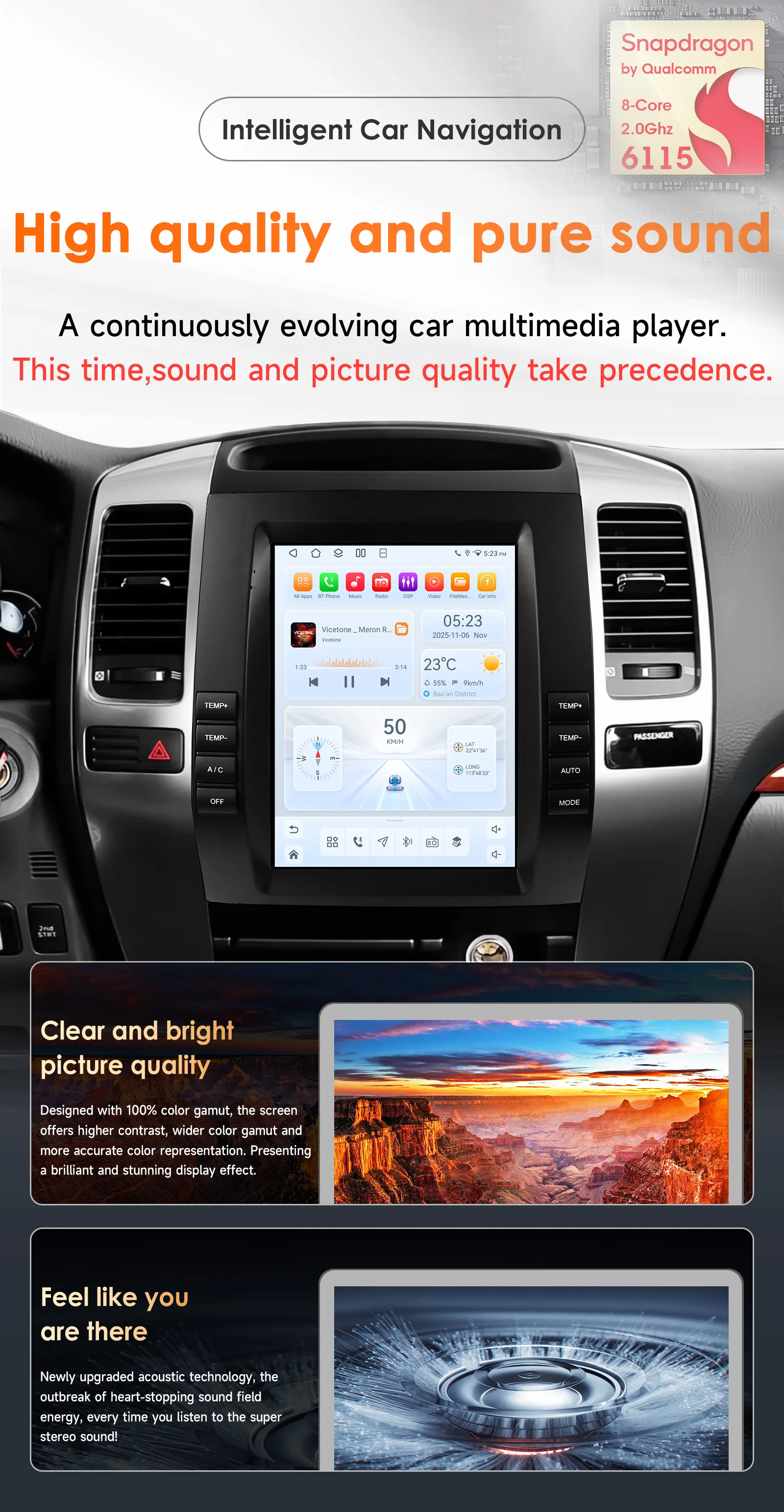 9,7-Zoll Hizpo Android Autoradio für Toyota Land Cruiser Prado 120 2002 - 2009 Lexus GX470 Tesla-Style Bildschirm Auto CarPlay GPS DSP – Detail 3