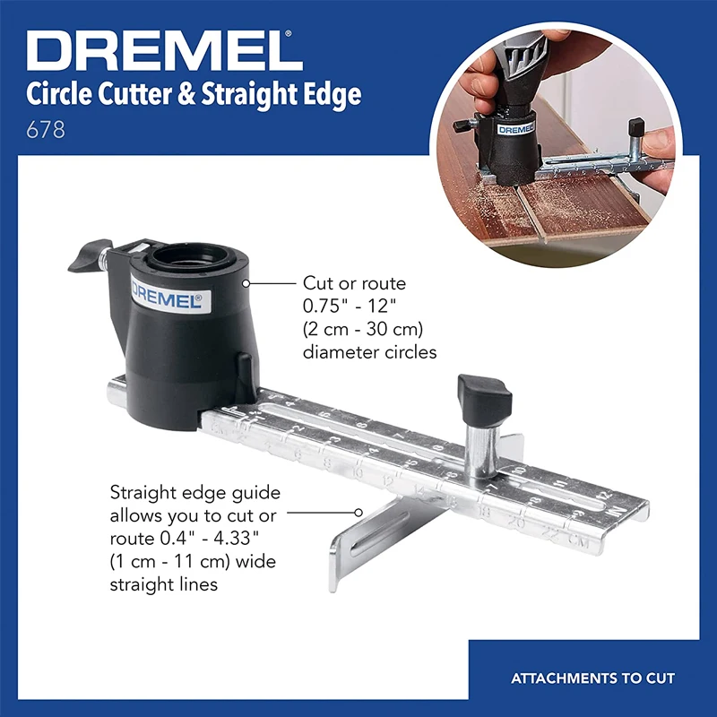 Dremel 678 Circle Cutter and Straight Edge Guide, Rotary Tool Attachment,  Fits Dremel Models 4300, 4000, 3000 and 8220