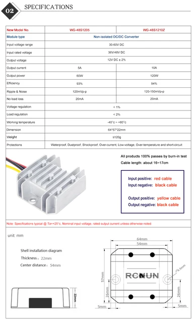 36V48V Bis 12V 5A 10A 15A 20A 30A 35A Gleichstrom-Spannungsregler-Wandler  20V ~ 60V bis 12V Kfz-Abwärts-Leistungsmodul Ce Rohs Fcc