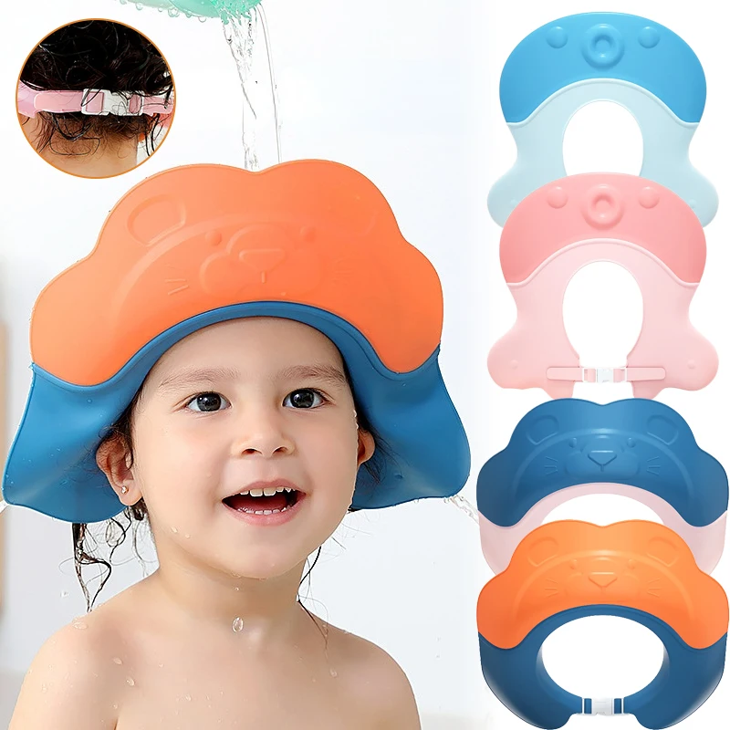 Baby Shower Soft Cap Adjustable Hair Wash Hat Kids Ear Protection Safe Children Shampoo Bathing Shower Protect Head Cover