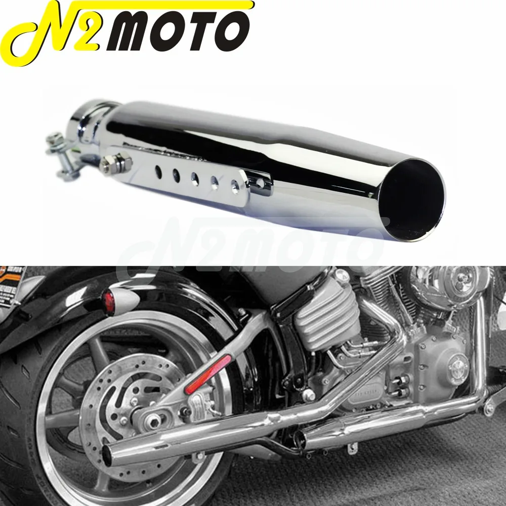 Chrome Motorcycle 415mm Tapered Exhaust Muffler Pipe with Reducer