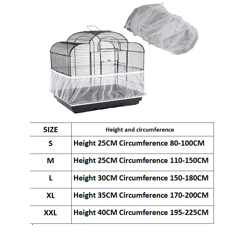 Mesh Bird Cage Cover Skirt Net - Stretchy Easy Cleaning Catcher Guard Parrot Bird Cage Net Jaula Para Pajaros NLZ01_voghion.com
