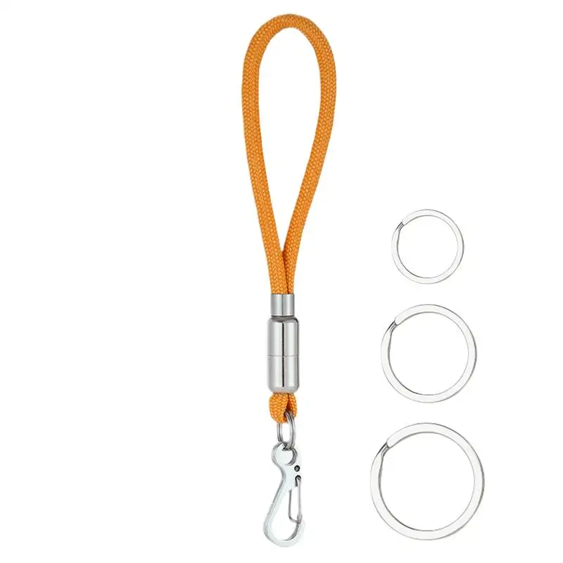 Paracord Lanyard For Keys Heavy Duty Paracord Keychain Clip Badge Holder Buckle Lock Clip Rope Hook 3 Key Rings For Outdoor