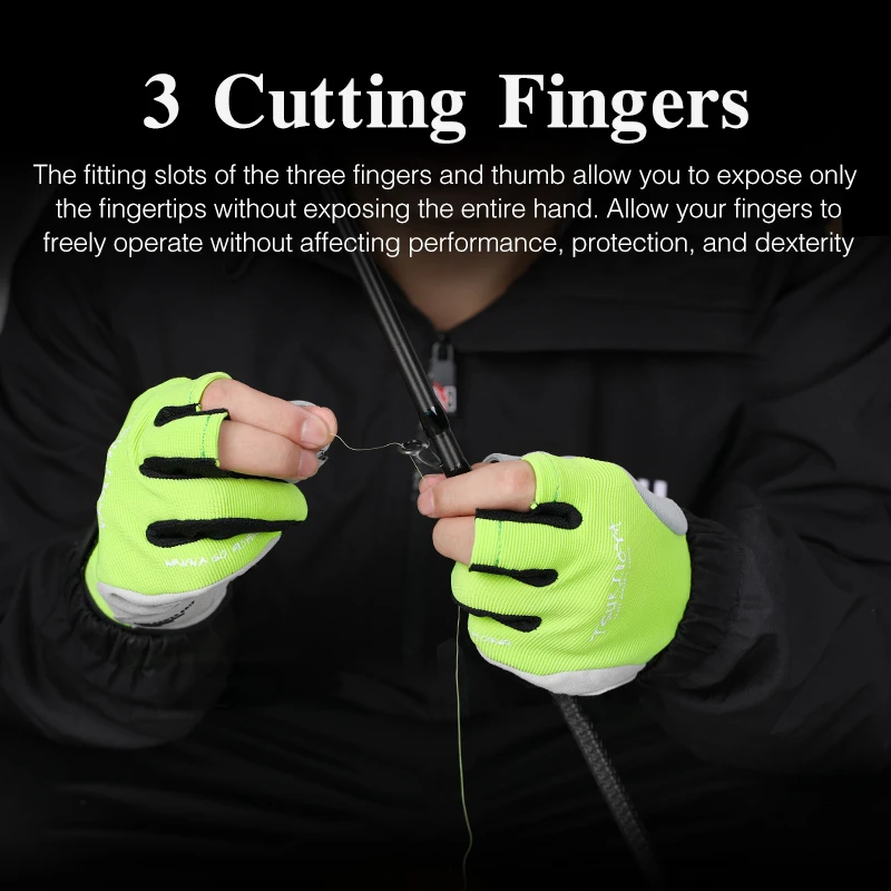 TSURINOYA Fishing Gloves Full Finger 3 Cut Finger Non-slip For Outdoor Hiking Paddling Driving Canoeing Rowing