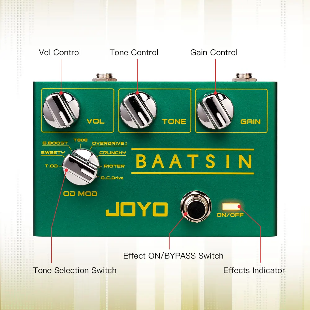R-11 BAATSIN 8 in 1 Overdrive & Distortion Pedal Classic Overdrive/Distortion So
