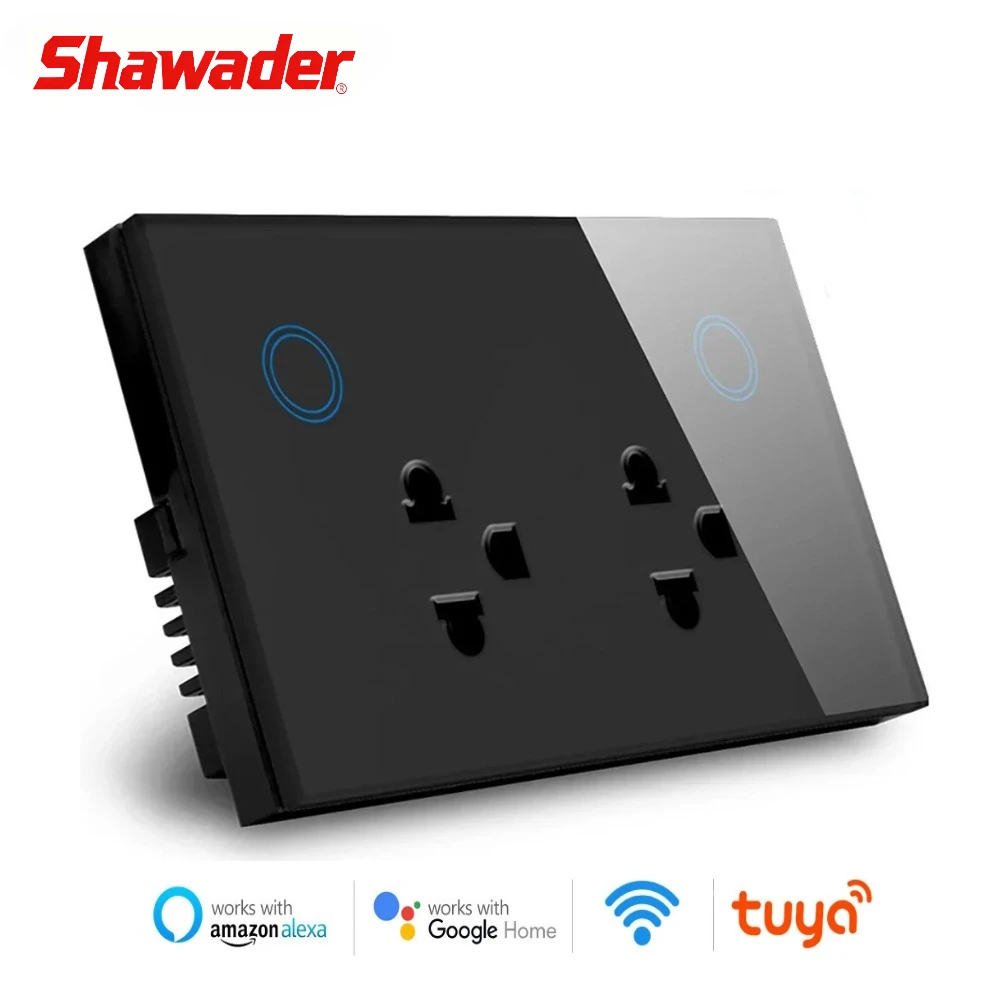 ปลั๊กไฟอัจฉริยะ Shawader WIFI Smart Tuya พร้อมจอแสดงผลกระจก รองรับการใช้งานในประเทศไทย ปลั๊กคู่ ควบคุมด้วยเสียงผ่านแอป Alexa และ Google Home 1