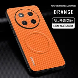 Luxury Car Magnetic Holder Shockproof Protective Phone Case - TPU Silicone Back Cover - Honor X9C (Orange)