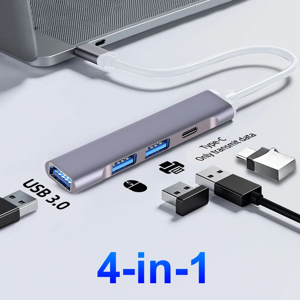 맥북 프로용 TYPE-C 허브 USB 3.0 허브, 멀티 USB 분배기, C타입, 5Gbps 고데이터 변속기, USB 3.0 OTG 어댑터, 4 in 1