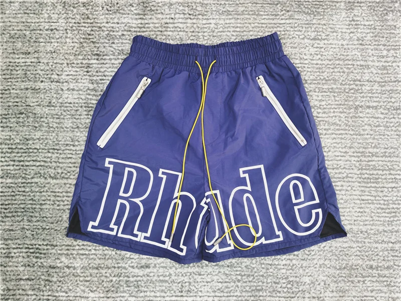 best men's casual shorts 22FW NEW hip-hop RHUDE Shorts Men Women 1:1 High Quality Logo Rhude Washed Black red Splicing Mesh Breeches Shorts smart casual shorts mens