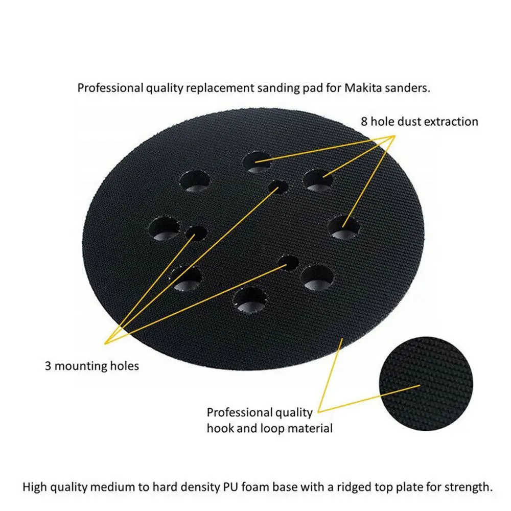 Orbital Sander Hook & Loop Backing Pad 123mm For Makita M9204 743081-8 Durable SabreCut sanding discs,sanding pads
