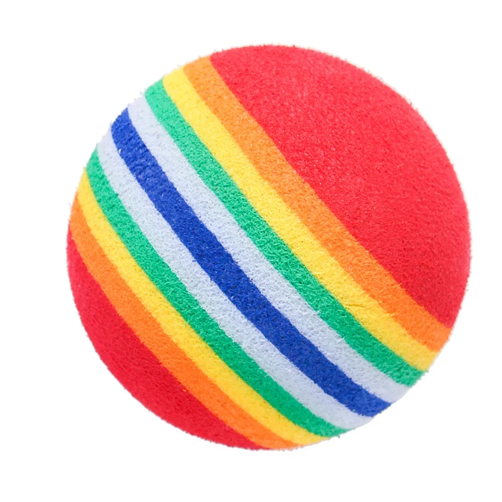 Pelota de juguete EVA de arcoíris para gatos, juego interactivo para s y gatos, sonajero para masticar, pelota de EVA para rascar, pelotas de entrenamiento, suministros de juguetes para mascotas - Imagen 4