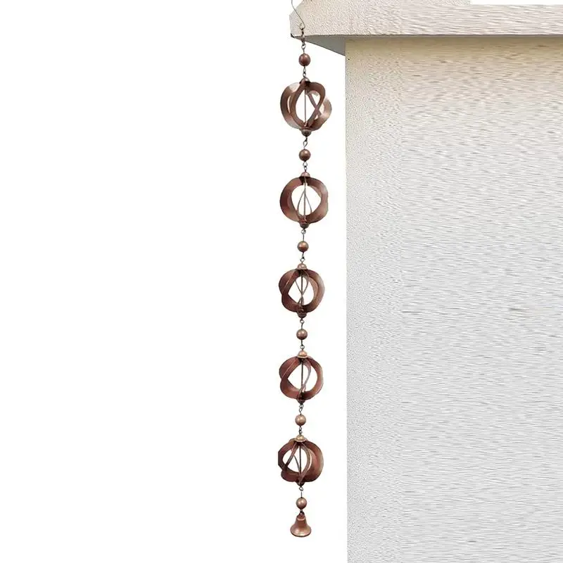 

Rain Chains For Outside Rain Chain Spinning Decorative Metal Decor Wind Chime Garden Decoration Weathervane Kinetic Art Craft