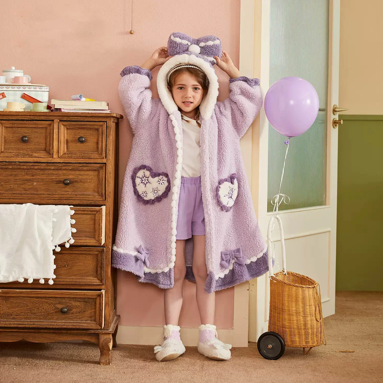Kids Pajamas Set Flannel Pajamas Child Bathrobe Kids Robe Kids Hooded Robe For Girls Winter
