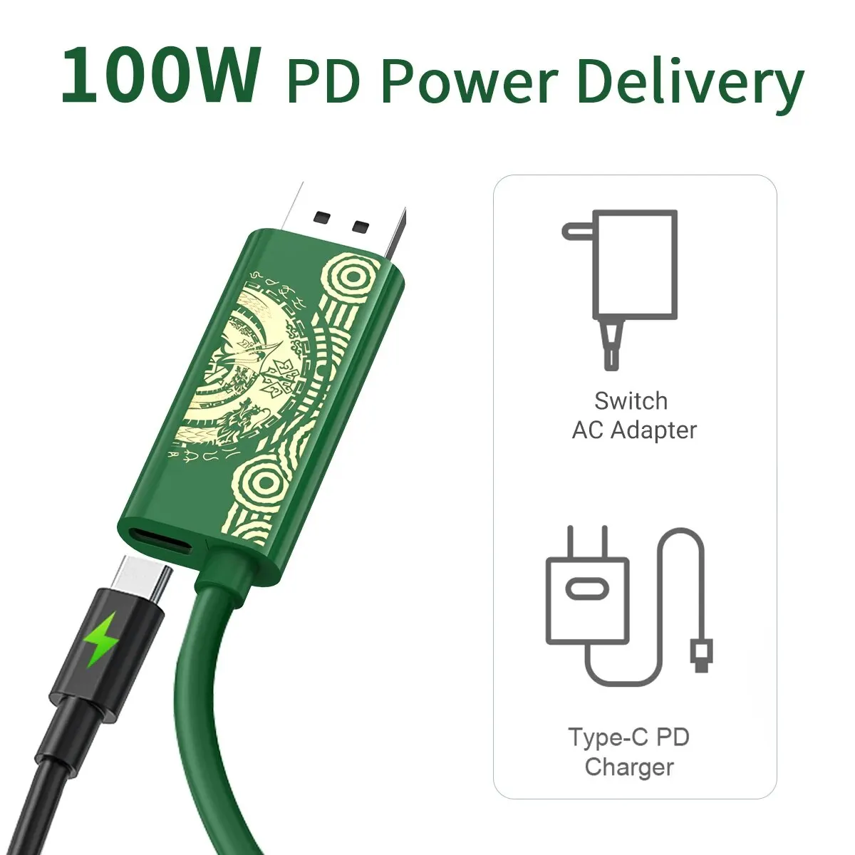 2-in-1 Type C to Display Port 8k60Hz USB C to DP Cable with Power PD 100W Charging Port Afterplug for Nintendo Switch OLED