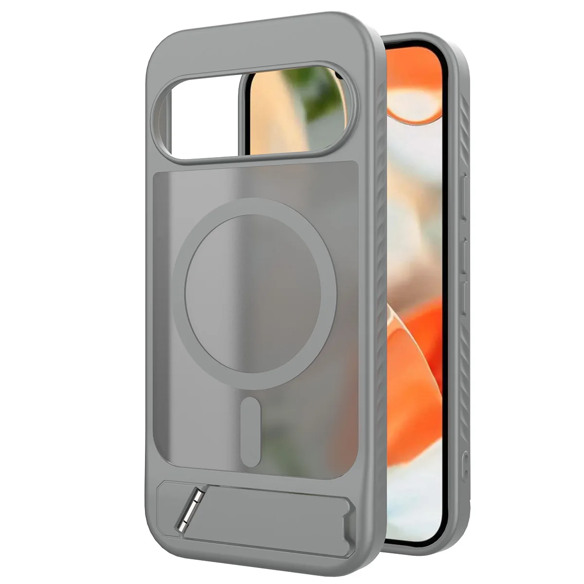 Luxury Magnetic Folding Stand Translucent Phone Case with Magsafe Wireless Charging Compatibility and Matte Armor Finish