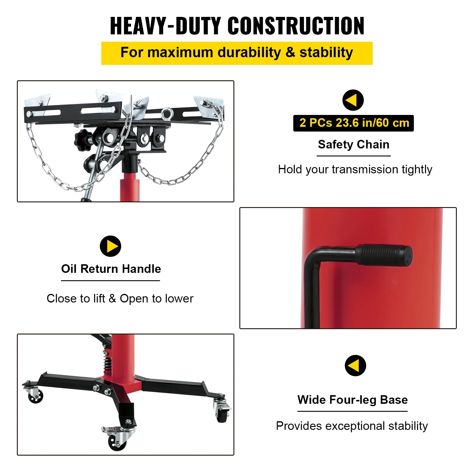 SucceBuy Car Lift Jack Hydraulic Telescopic Transmission Jack Floor Jack Stand with Foot Pedal 360° Swivel Wheel Shop Lift Hoist