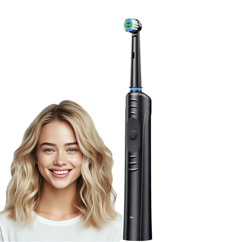 Electric Ultrasonic Sonic Toothbrush Waterproof Round Head Rotating 4 Heads Replacement Home Use Electric Toothbrush