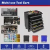 5-Drawer Steel Rolling Tool Box on Wheels Garage Workshop Organizer Storage Chest Black Anti-Rust High Capacity Portable with 2