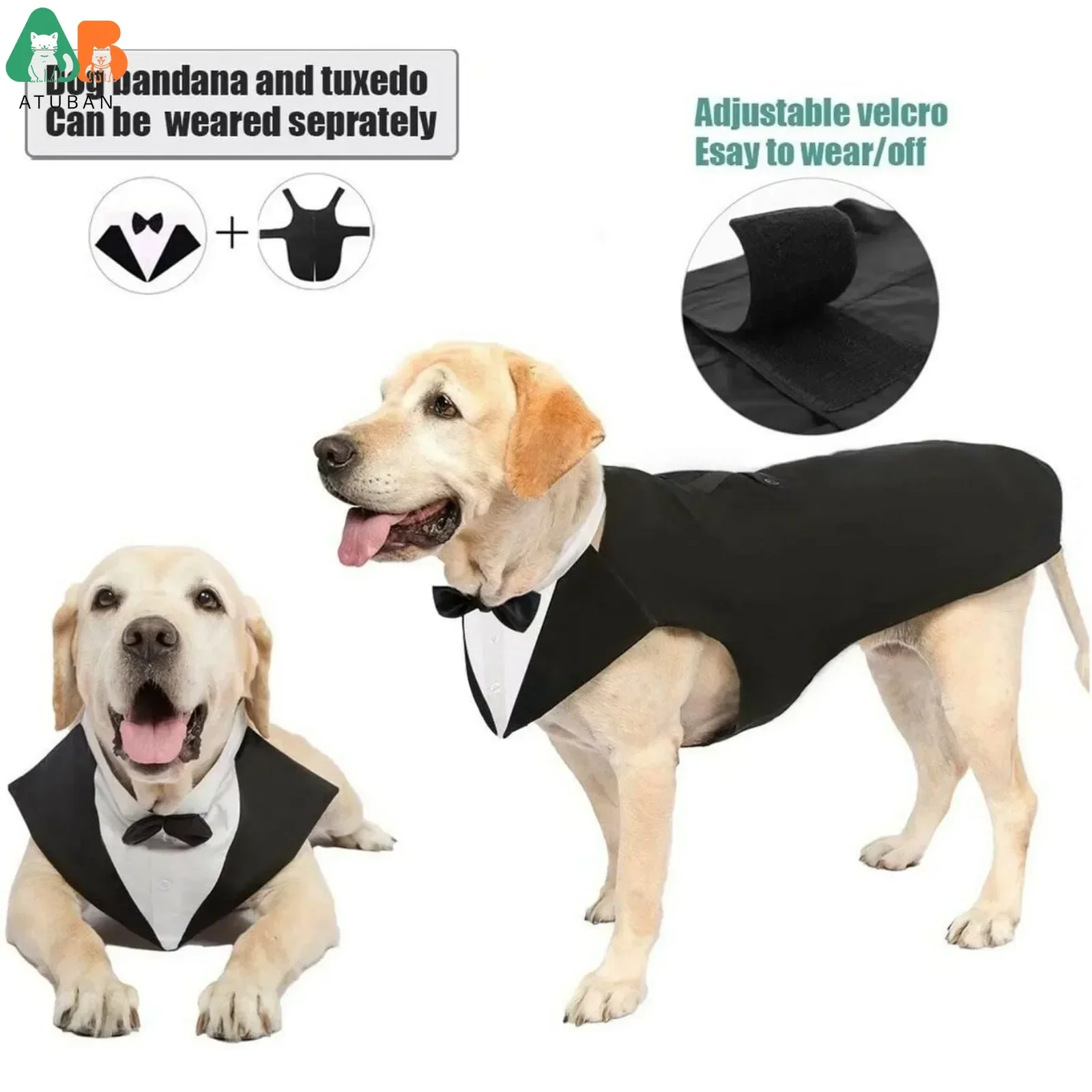 Dog costume large dog tuxedo with detachable dog wedding costume suitable for large and medium dogs golden retrievers labradors Pet Clothes