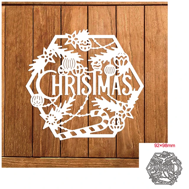 Merry Christmas Cutting Dies Scrapbooking Stencil Template for Diy