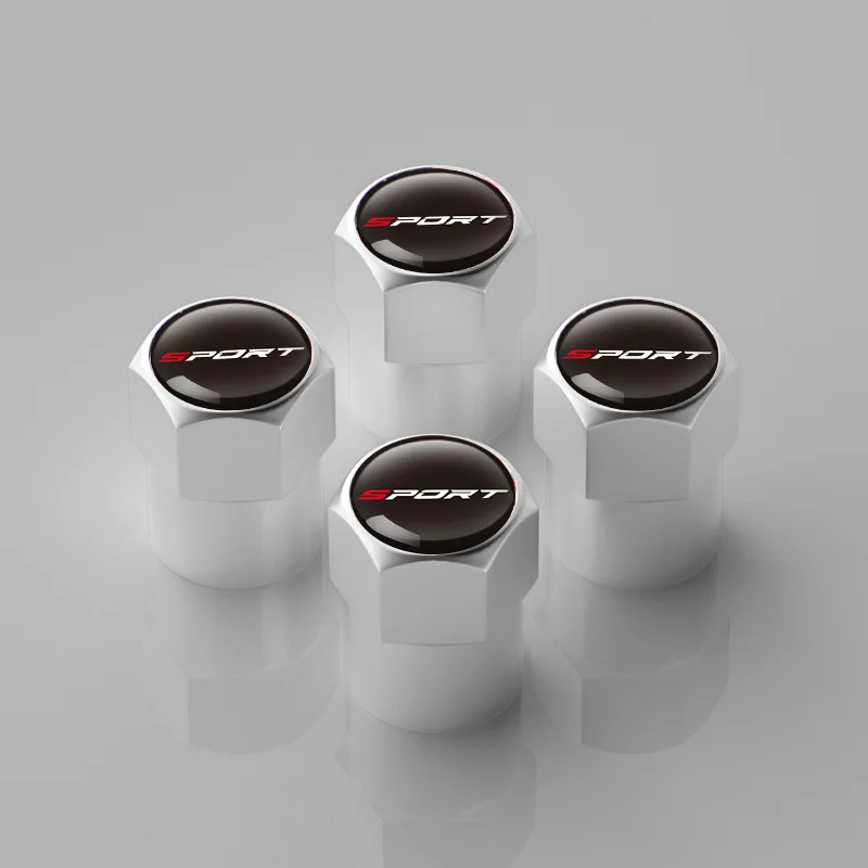Tire Valve Caps 4Pcs Sporty Aluminum For Automobiles Motorcycles Trucks Bikes