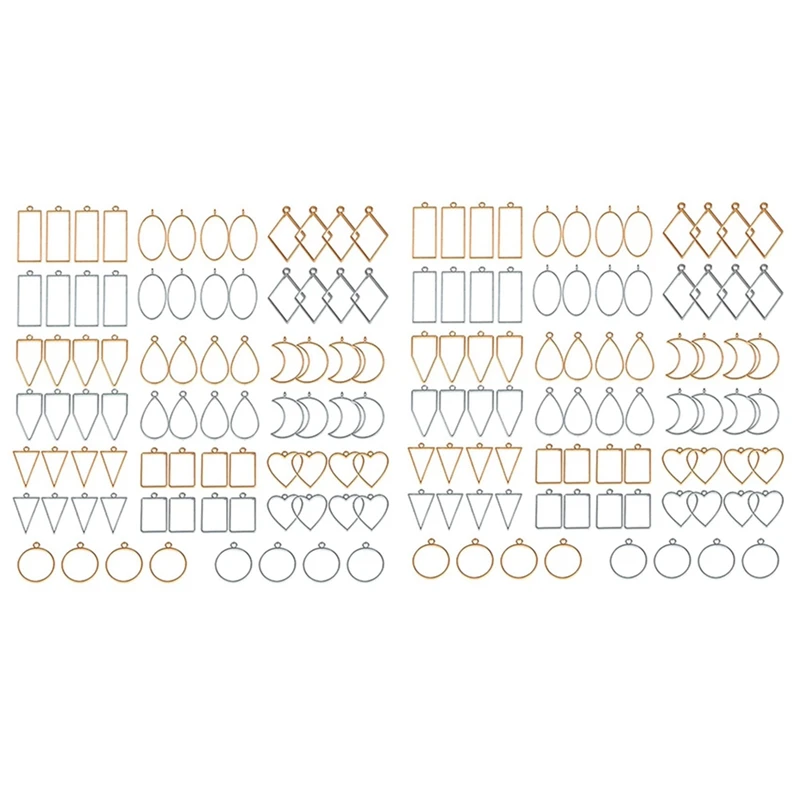 

160 PCS Assorted Open Metal Bezels For Resin Pressed Frame Charms Earring And Necklaces Making Frames (Gold And Silver)