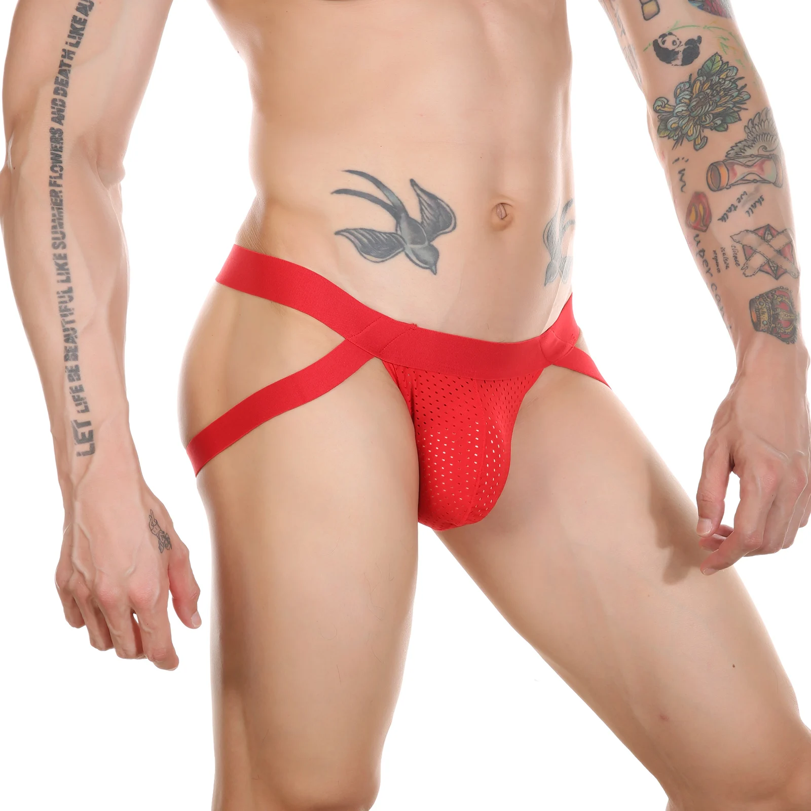 Sexy Underwear Men Thong Jockstrap G String Mesh Penis Pouch Man Bondage Lingerie Erotic Harness Underpants Metal Ring T-back Male Underwear