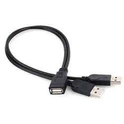 Dual USB Female Splitter Extension Cable Hub Adapter (USB2.0 30cm)